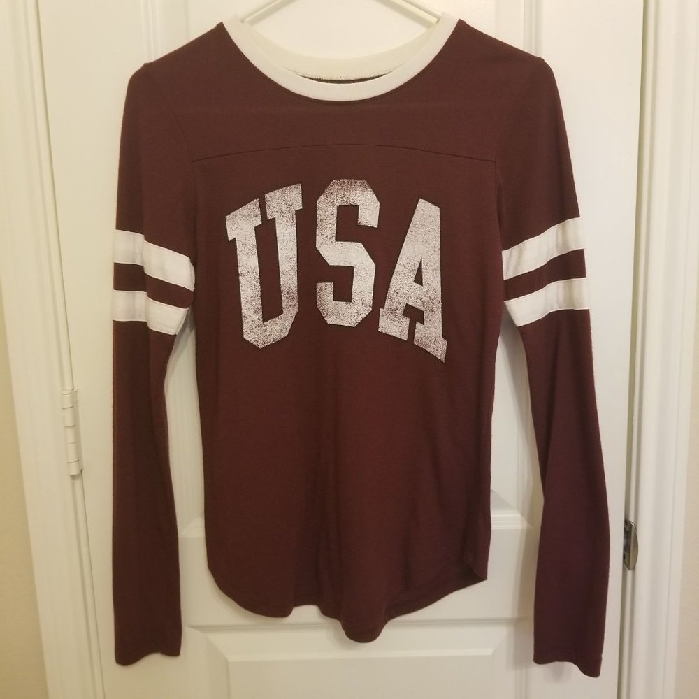 Stranded - Maroon USA Graphic Long Sleeve Shirt